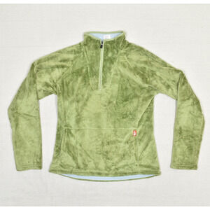 The North Face Women 1/4 Zip Pullover Sweater Osito Fleece Polyester Green Sz M